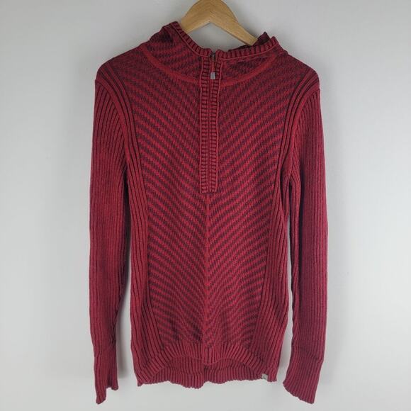 Eddie Bauer Sweaters - Eddie Bauer Hooded Sweater 1/4 Zip Red Long Sleeve Size M